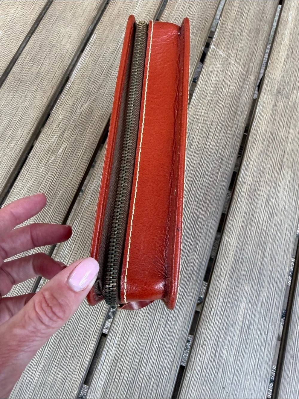 Men's Leather Zip Folio - Red